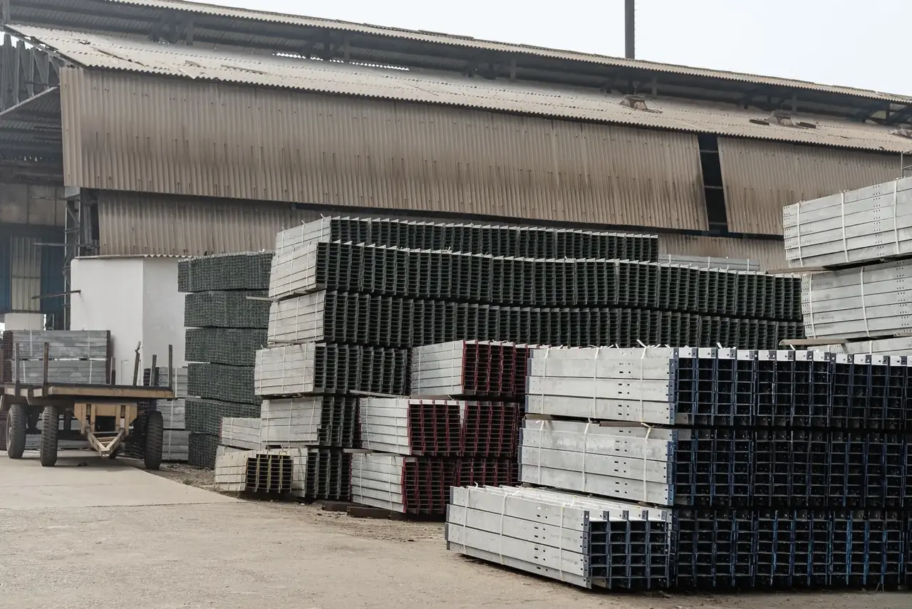 Steel stock stacked in a distribution yard